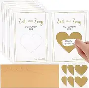 DIY Scratch Cards with Envelopes, Pack of 6 Vouchers to Fill Yourself, with 6 Kraft Paper Envelopes, and 3 Scratch Film, White Scratch Cards, Self Labelling, Voucher Card, for DIY