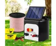 8km Solar Electric Fence Energiser Charger with 400M Tape & 25pcs Insulators