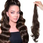 Ponytail Hair Extension, Ponytail Hairpiece, Long Hair Extension with Fine Wire Design, Easy to Wear, Synthetic Hairpiece, Ponytail Extension for Women (Brown, 32 Inch)