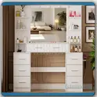 White Dressing Table With LED Mirror 7 Drawers 8 Shelf Large Makeup Vanity Desk