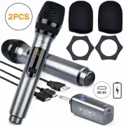 LEKATO UHF Wireless Handheld Microphone System Rechargeable Receiver Karaoke 2pc
