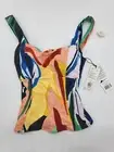 NWT CALIA XS Power Sculpt Tankini Swim Top Painterly Floral Built In Bra MSRP$68