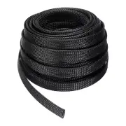 50 Ft - 3/4 in Expandable Braided Cable Sleeve, PET Cable Management, Black