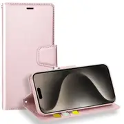 For Apple iPhone 16 Plus Case, Hanman Wallet Leather Flip Magnetic Stand Case Cover (Rose Gold)