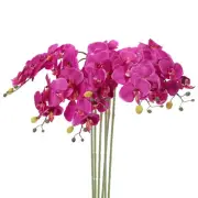 6Pcs 31" 7 Heads Artificial Orchid Stems Faux Silk Phalaenopsis, Purple