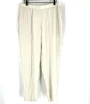 Eileen Fisher Pants Size Large Bone Silk Georgette Crepe Pants Slouchy Ankle