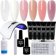 Warm Girl Poly Nail Gel with 36w LED Lamp Starter Kit Professional Clear White Pink Extension Gel All-In-One Nail Gel Builder Manicure Kits