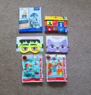 Assorted Kids Items-3D Wood Model, Dominoes, Puzzles+2 FREE Masks-6 items total