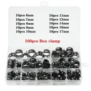 100Pcs/Set Vacuum Spring Clamp Water Pipe Hose Clip Fastener Assortment Kit