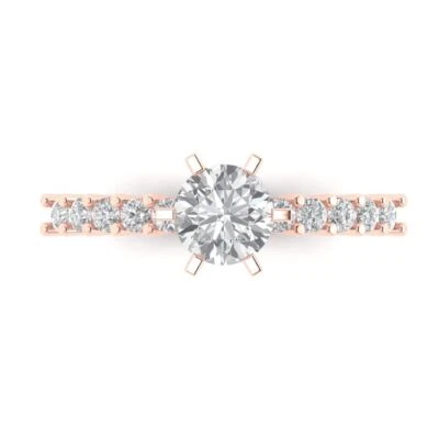 1.05Ct Round Cut Clear Gemstone Solid Gold Engagement Promise Statement Ring