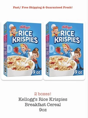 Kellogg's Rice Krispies Cereal, 9oz Carton (2 Boxes)