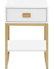Alessia Bedside Table in White/Gold