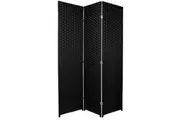 Woven Room Divider Screen Black 3 Panel