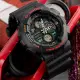 【CASIO 卡西歐】G-SHOCK 復古感雙顯運動腕錶/黑紅(GA-140-1A4)