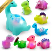 9PCS LED Light Up Dinosaur Bath Toys Floating Colorful Rubber Shower Toys Baby