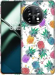 [GlamCase] for OnePlus 11, OnePlus 11 Case - Pineapple Watercolored Design Printed Slim & Sleek Cute Plastic Hard Snap on Protective Designer Back Phone Case/Cover for OnePlus 11 White