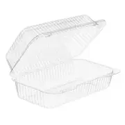 [50 PACK] 60oz Clear Hinged Food Storage Clamshell Container 8.32" x 4.94"