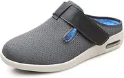 [WANGYUXIN] Women's Extended Widths Diabetic Sandals,Widened Breathable Mesh Sports Sandals, Men's Adjustable Diabetic Slippers,Dark Grey,38