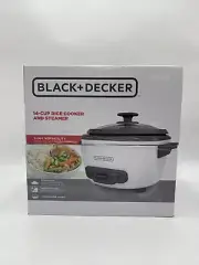 BLACK+DECKER 14Cup Cooked Rice Cooker Food Steamer White RC514