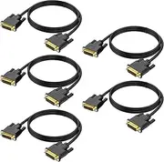 DVI to DVI Cable 6 Feet 5-Pack, UVOOI DVI to DIV-D 24+1 Dual Link Cable Male to Male Cord Support Video for Gaming, DVD, Laptops, HDTV and Projector and More(1.8M, Black)