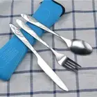 Stainless Steel Tableware Set with Storage Bag Cutlery Bag Home/Camping