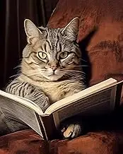 Adults Paint by Numbers Cat DIY Painting by Numbers by Number Kits Cat Reading Book Paint by Numbers for Adults Beginner Kids 16” x 20” Arts Craft for Home Wall Decor Flameless