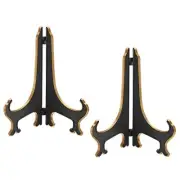9" Acrylic Plate Stand Holder, 4 Pack Foldable Frame Holder Black Gold