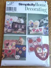 Simplicity Home Decor Pattern 7747 ~ 10 Appliqued Pillows ~ Misc Designs~Sizes