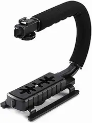 Black Super Grip Video DV SLR Camera Stabilizing Handle Professional U Grip Triple Shoe Mount Stabilizer for Action Shots and Crowd Angles