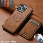 For iPhone 16e 16 15 14 13 12 Case Removeable Magnet Wallet Leather 2in1 Cover