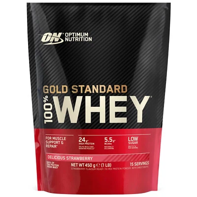 Optimum Nutrition Gold Standard Whey Protein For Muscle Support Strawberry- 450g