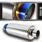 4" Fire Ball Burnt Tip Stainless Weld On Exhaust Muffler 2.5" Inlet Universal 3