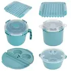 Microwave Rice Cooker, Soup Cup, Egg Cooker, Vegetable Steamer and Meat Crisper