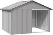 Metal Dog House, Outdoor Doghouse for Small Medium Large Dogs, Puppy Shelter Dog Kennel, Easy to Assemble, Grey 116.5x103x81.5 cm Galvanised Steel