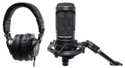Audio Technica AT2050 Studio Condenser Recording Microphone+Presonus Headphones