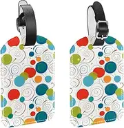 [CWAGFEQZ] 2-Pc Luggage Tags for Suitcases,Travel Tags for Luggage,Geometrical Abstract Swirls