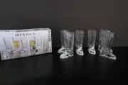 Circleware Kick Back 1.5 oz Clear Shot Glass Cowboy Boots Set of 6 New in Box