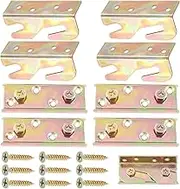 Tanstic 4 Sets Bed Rail Brackets Kit, Heavy Duty Non-Mortise Bed Rail Fittings, Bed Frame Connectors, Bed Frame Hardware, Bed Rail Fasteners with Screws for Wood Bed Headboards Footboards