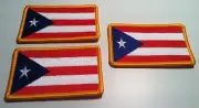 3 PUERTO RICO Flag Patch W/ VELCRO® Brand Fastener Military Gold Border #4