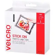 VELCRO Brand 19mm x 1.8m Hook and Loop Stick On Tape White