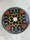 12" Stone round black Coffee Table Top Unique Design Inlay Work Entryway Table