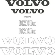 Decal Sticker Set Volvo 210B LC Digger Excavator Decal Set