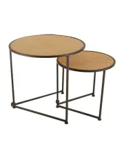 [MAINE & CRAWFORD] Lieo Round Nesting Side Table 2 Piece 36/46cm in Brown
