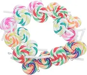 [KOCKSHION] Soft Polymer Clay Lollipop Pendants 20pcs Diy Jewelry Charms Eye Pins for Easy Crafting