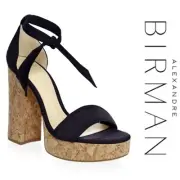 NIB $625 Alexandre Birman 39 Celine Leather Cork Sandals Black