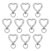 10 Pcs Heart Keychain Clip Heart Swivel Key Ring Snap Hooks Clip Silver