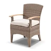 Kai Outdoor Wicker and Teak Dining Arm Chair - Outdoor Wicker Chairs