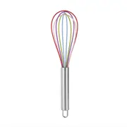 Manual Stainless Steel Handle Silicone Multi-Purpose Egg Beater Cake Cream Whisk Handheld Mixer Baking Tool (Colorful, 10 Inches)