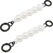 2pcs 7inch Imitation Pearl Bag Chain Strap Extender,Pearl Handle Purse