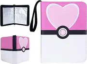 CTPOKO 4 Pocket Trading Card Binder for girls, Card Holder 4 Pocket 50 Removable Sleeves 400 Cards Zipper Binder, Portable Cards Binders Collector Album Book, Toys Gifts for Kids Boys Girls(Love)